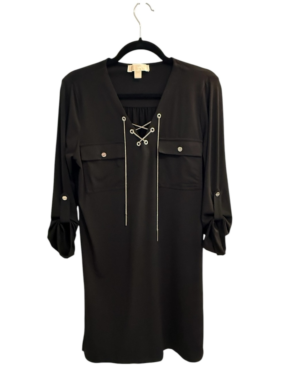 MICHAEL Michael Kors Black Lace-Up Shift Dress